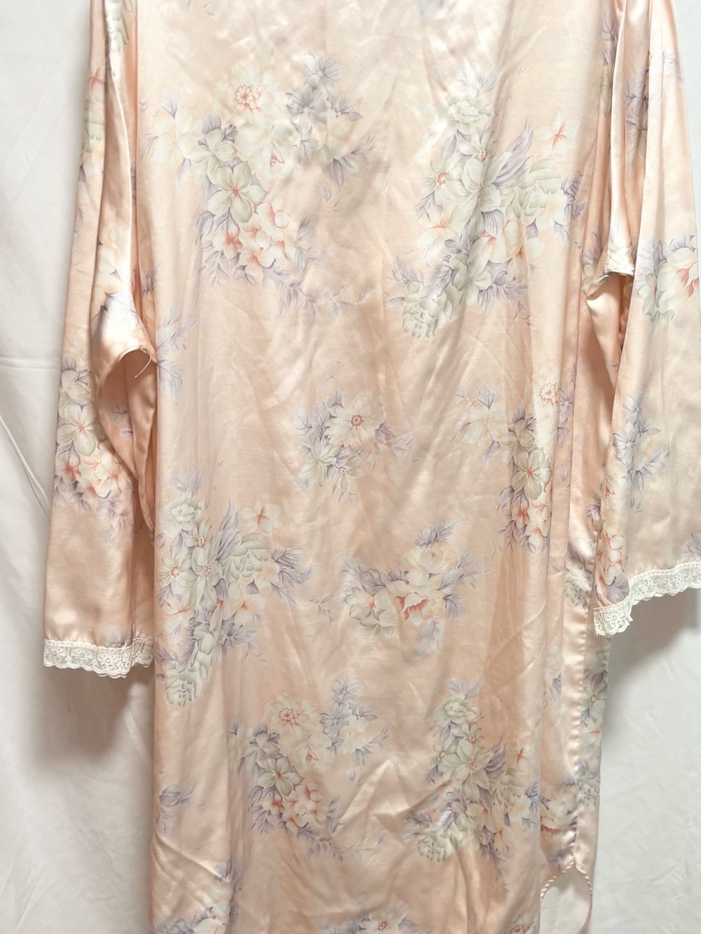 Vintage Floral Satin Lace-Trim grannycore nightgown size 3X - Picture 4 of 6